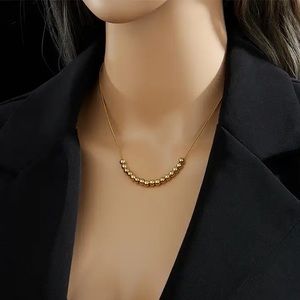 ◾️18K Gold Plated Round Bead Pendant Clavicle Chain Necklace
